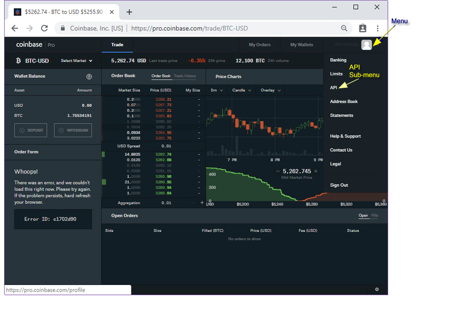 GDAX_APImenu